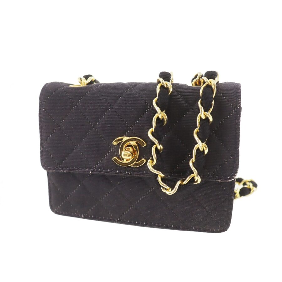 Chanel Matelassé Mini Canvas Black Shoulder Bag | Studio Nafay