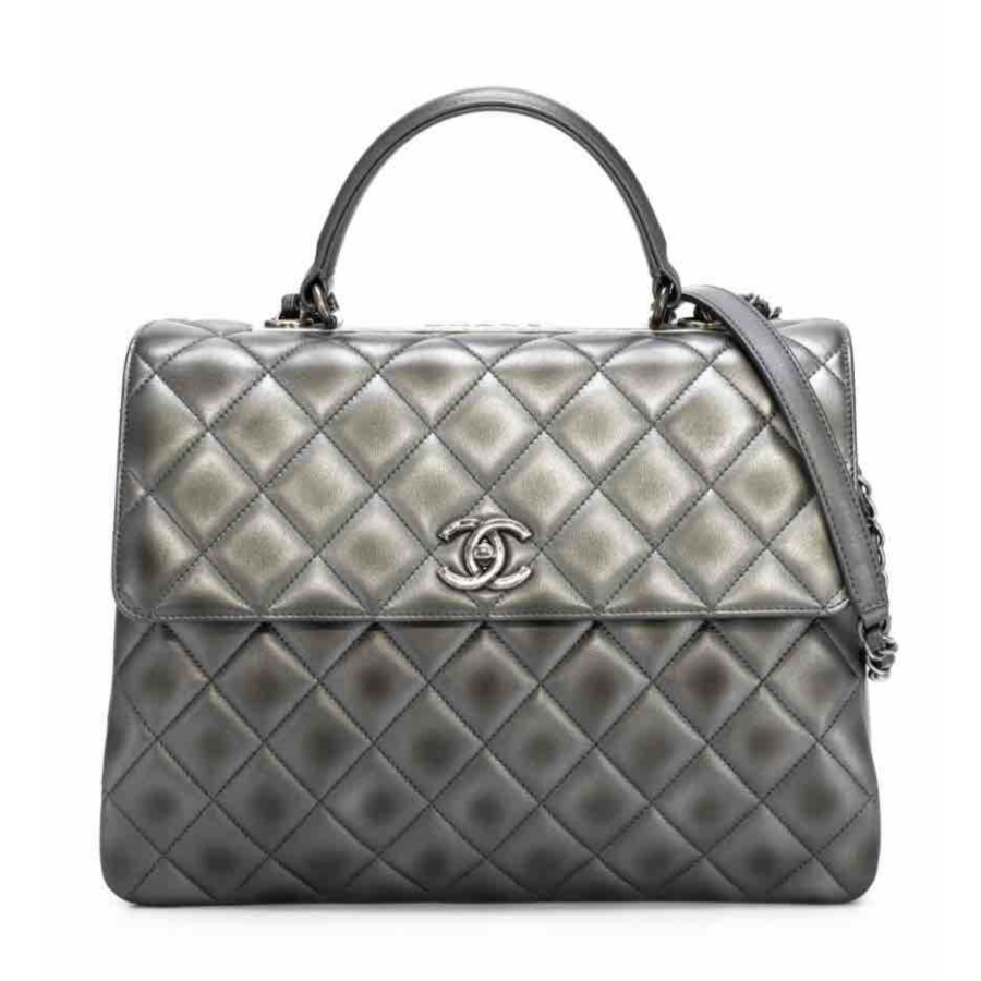 Chanel Trendy CC Bag, Metallic Gray Leather | Studio Nafay