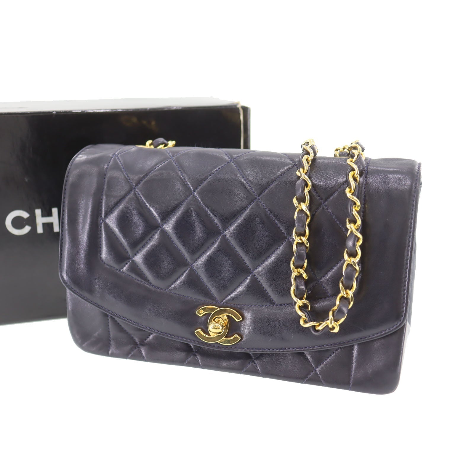 Chanel Matelassé Lambskin Navy Shoulder Bag