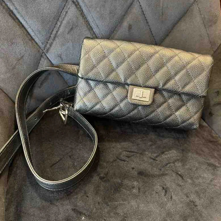 Chanel Quilted 2.55 Quilted Belt Bag, Black Leather | Studio Nafay