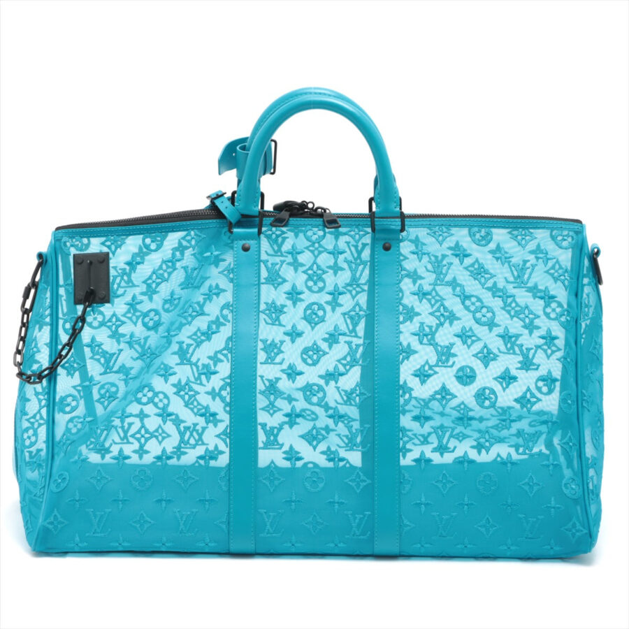 Louis Vuitton Keepall Ultra Limited Edition Triangle Monogram Mesh 50 Turquoise | Studio Nafay