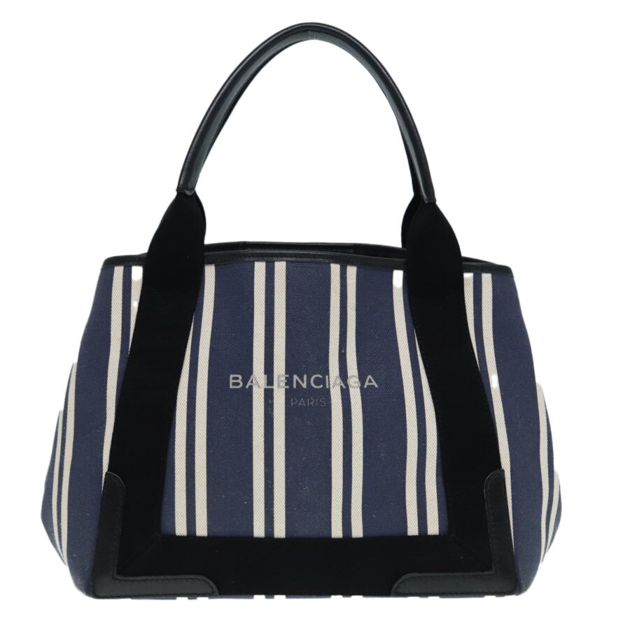 BALENCIAGA Navy Cabas Handbag | Studio Nafay