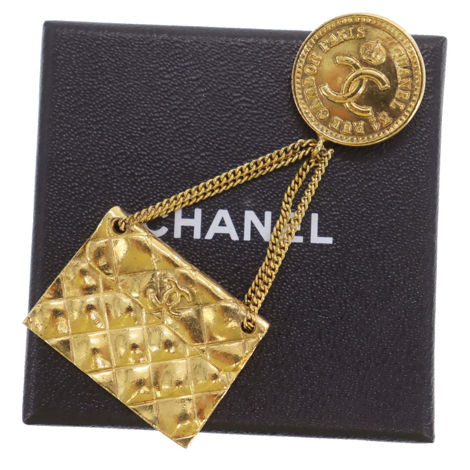 Chanel Matelassé Gold Logo Handbag