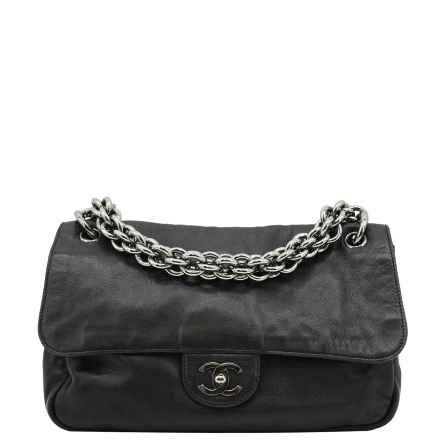 Chanel Soft and Chain Flap Leather Shoulder Bag Black | Studio Nafay