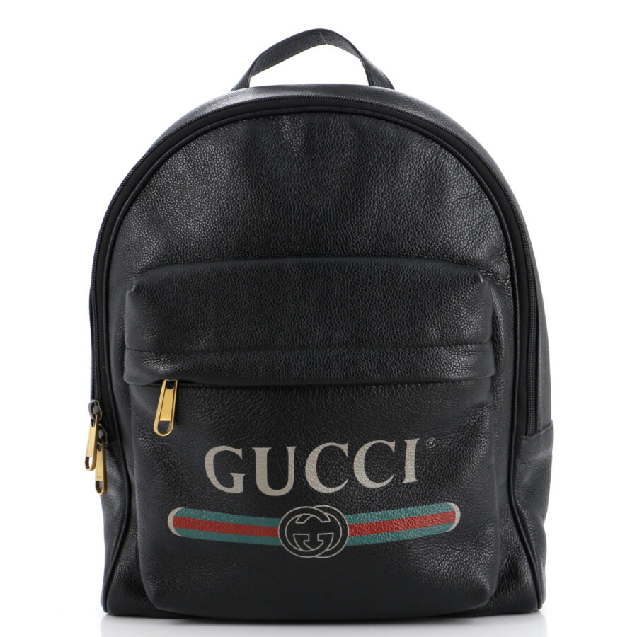 Logo Front Pocket Backpack Printed Leather | Studio Nafay