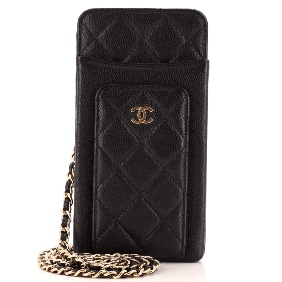 CHANEL O Phone Holder Crossbody Bag Quilted Caviar | Studio Nafay