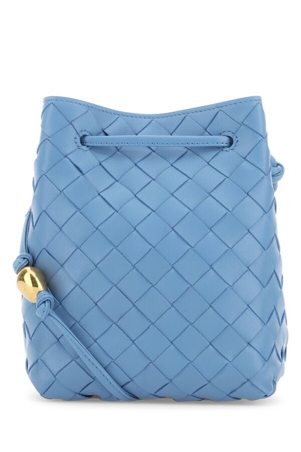 Bottega Veneta Woman Cerulean Blue Leather Bucket Bag | Studio Nafay