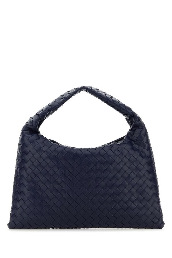 Bottega Veneta Woman Dark Blue Leather Small Hop Shoulder Bag | Studio Nafay