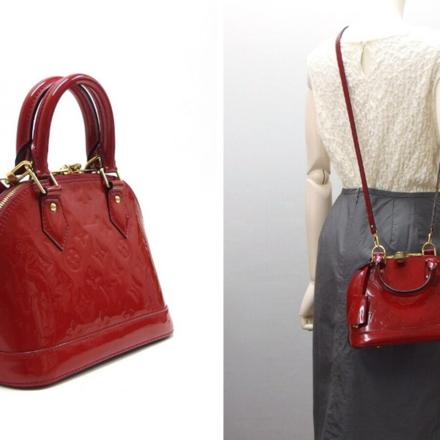 LOUIS VUITTON Monogram Vernis Alma BB Pomme d'Amour Shoulder Bag | Studio Nafay