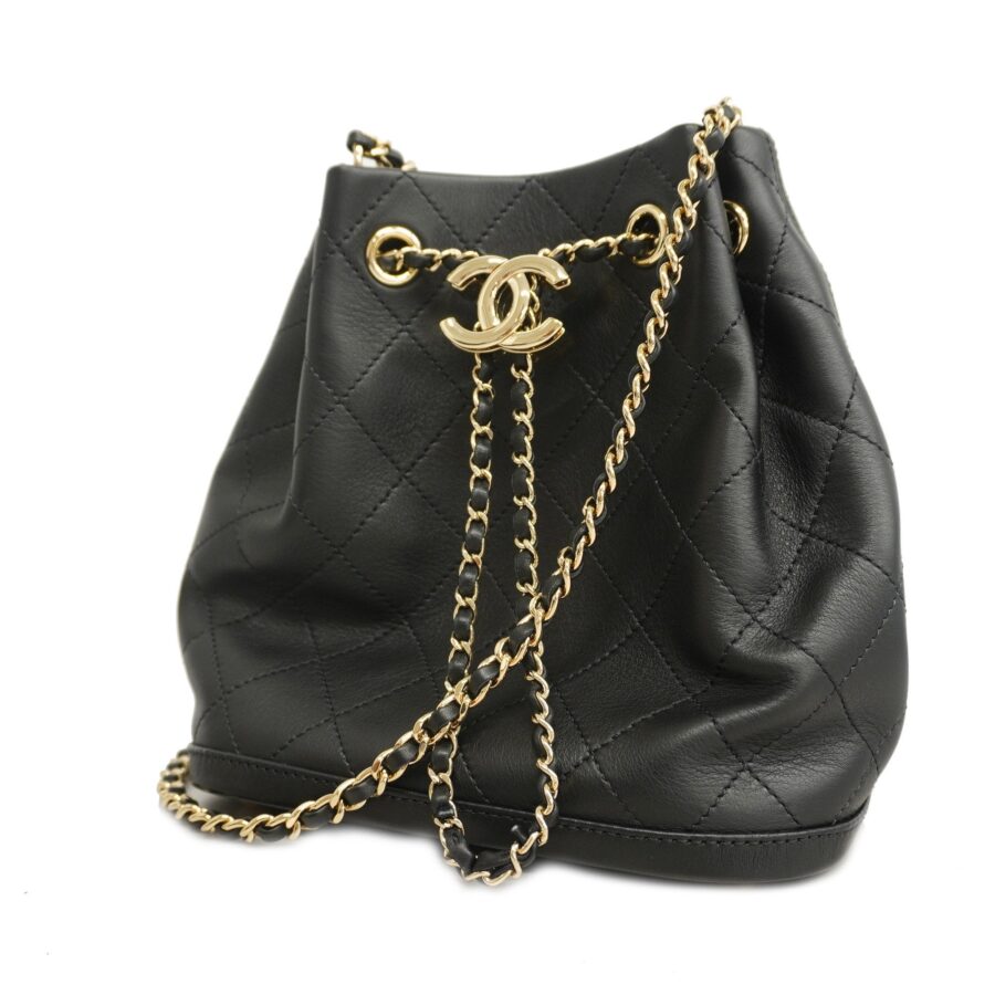 Chanel Matelasse Chain Shoulder Women's Leather Shoulder Bag Black | Studio Nafay