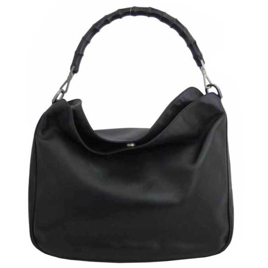 Gucci Bamboo Black Leather Shoulder Bag Style 10 | Studio Nafay