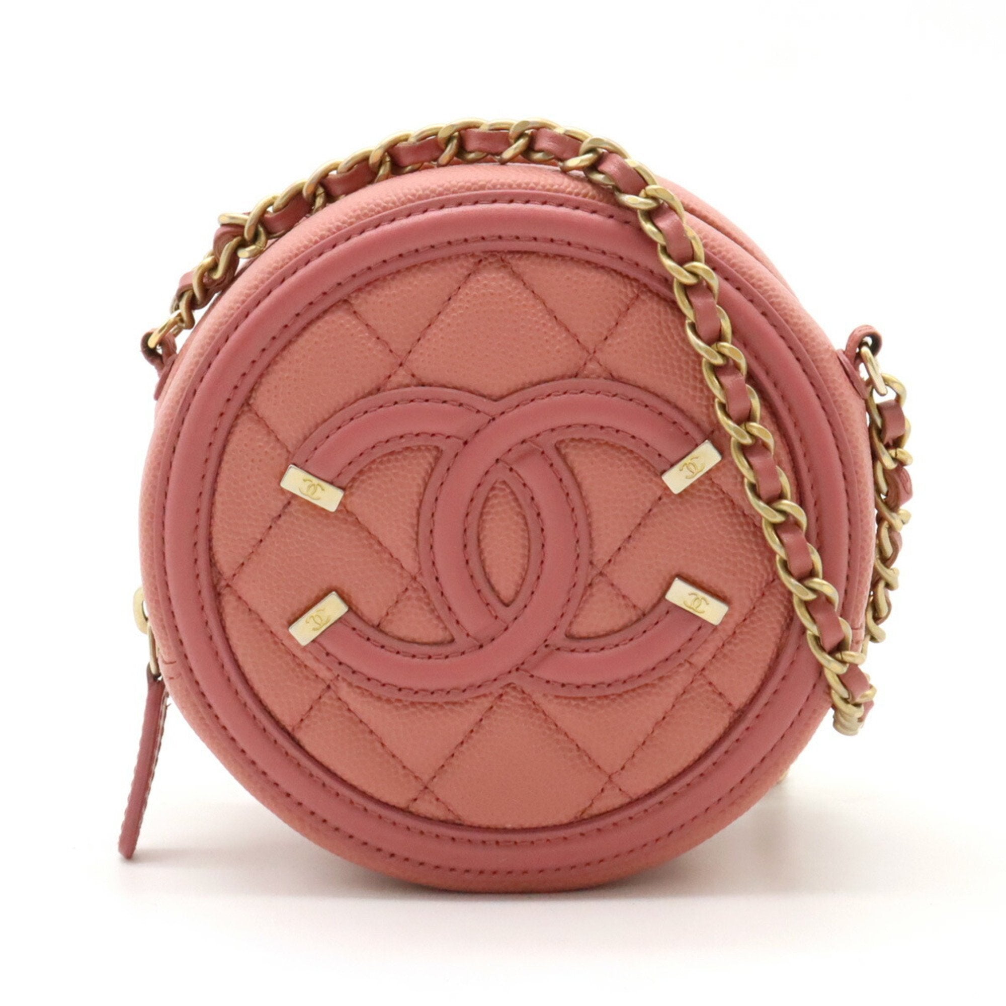 Chanel Caviar Leather Pink Shoulder Bag 2