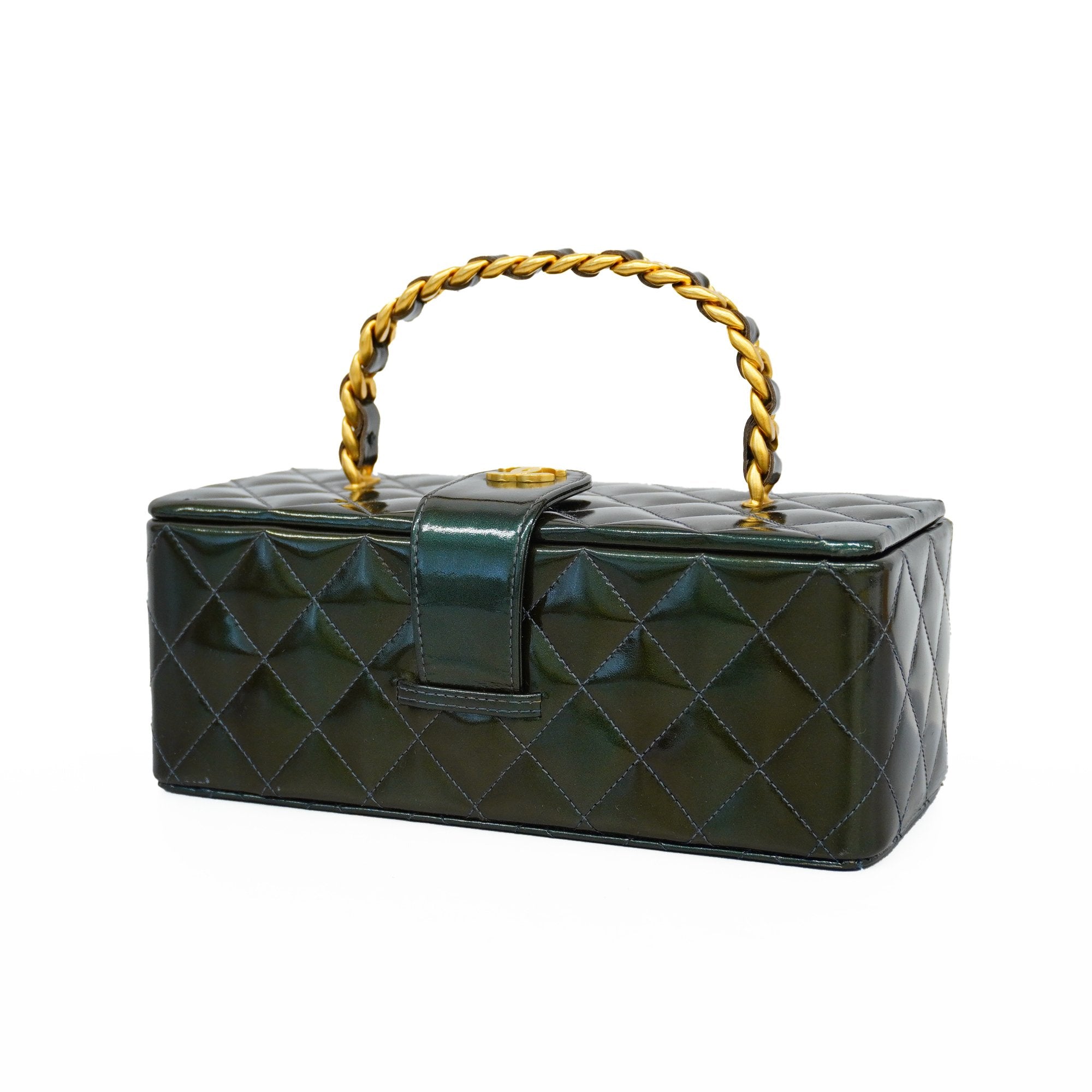 Chanel Matelasse Vanity Bag Women’s Leather Vanity Bag Dark Green