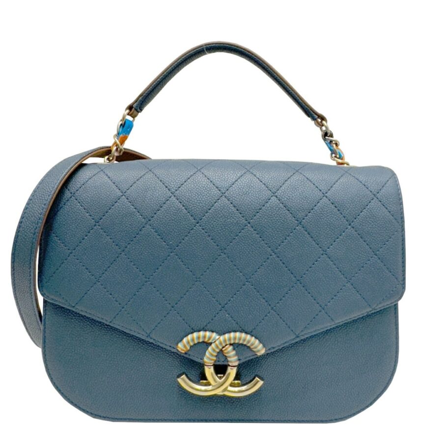 CHANEL Chanel Matelasse Chain Shoulder Coco Mark Caviar Skin Blue 23 Series Handbag Bag Women's | Studio Nafay