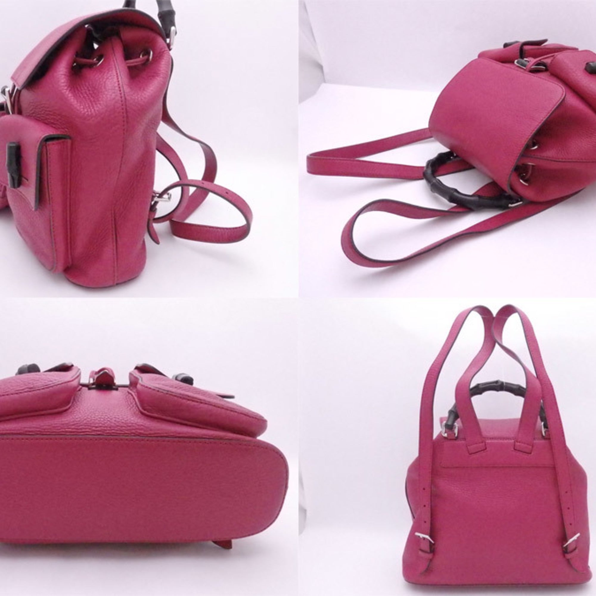Gucci Bamboo Magenta Leather Backpack
