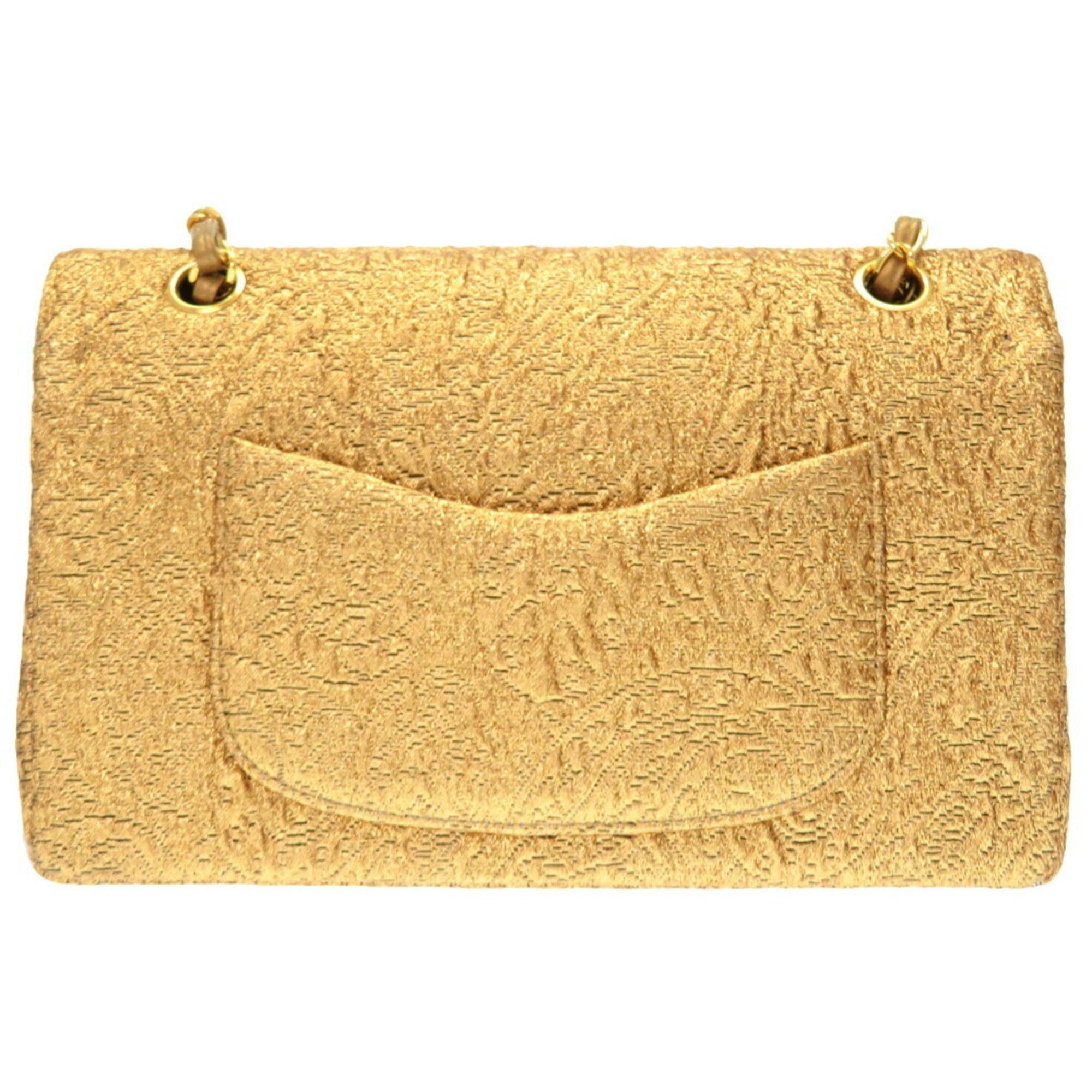 Chanel Nishijin Woven Double Flap Satin Leather Gold Chain Shoulder Bag Cocomark Turnlock