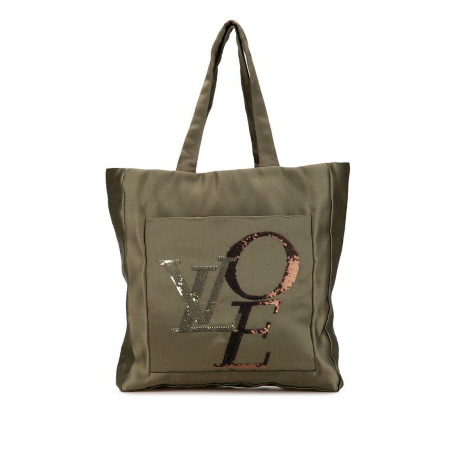 Louis Vuitton Green Khaki Satin Handbag Tote Bag ( ) | Studio Nafay