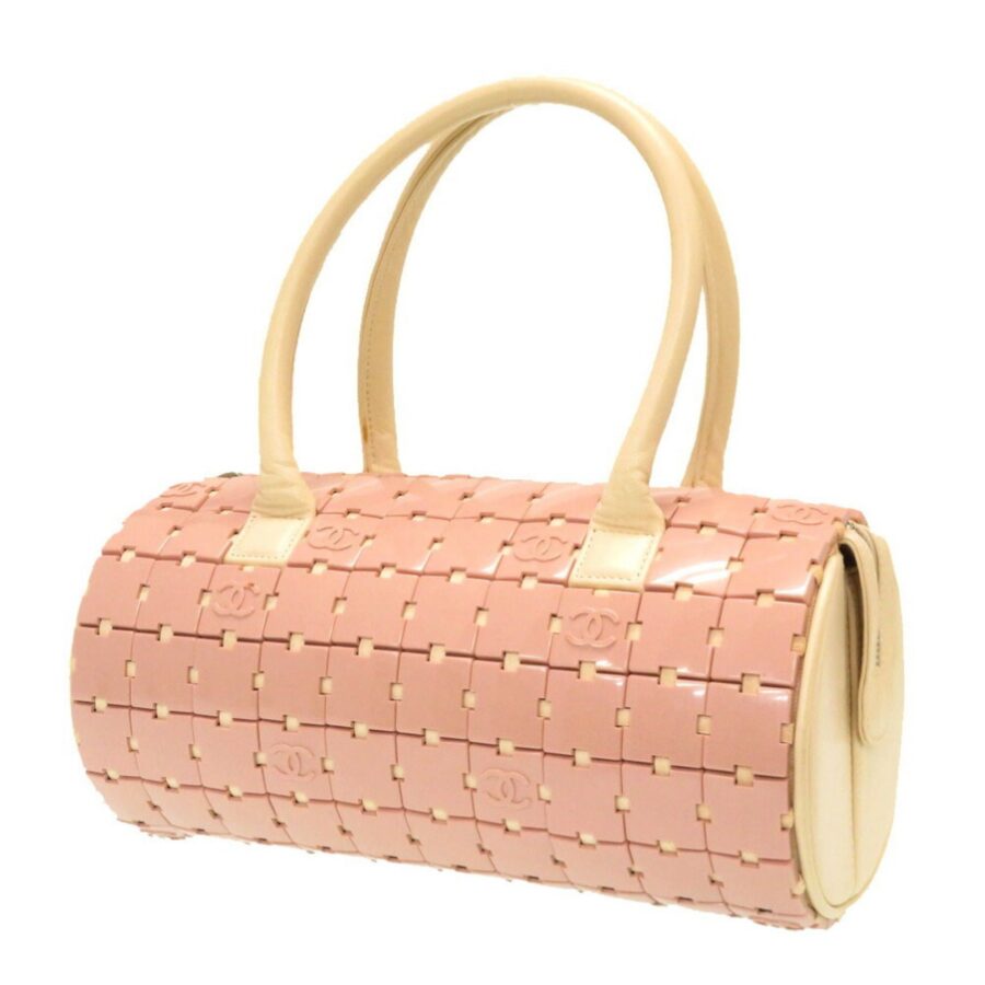 Chanel Duffle Bag Plastic Leather Pink White 6s Handbag | Studio Nafay