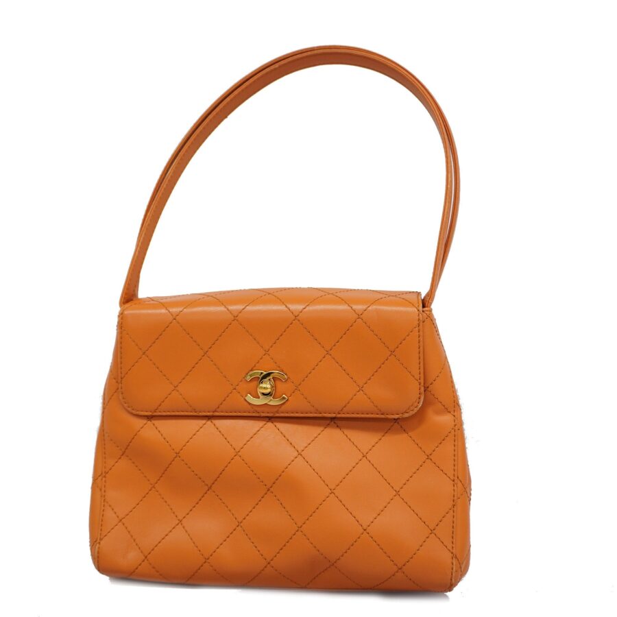 CHANELAuth Matelasse Women's Leather Handbag Orange | Studio Nafay