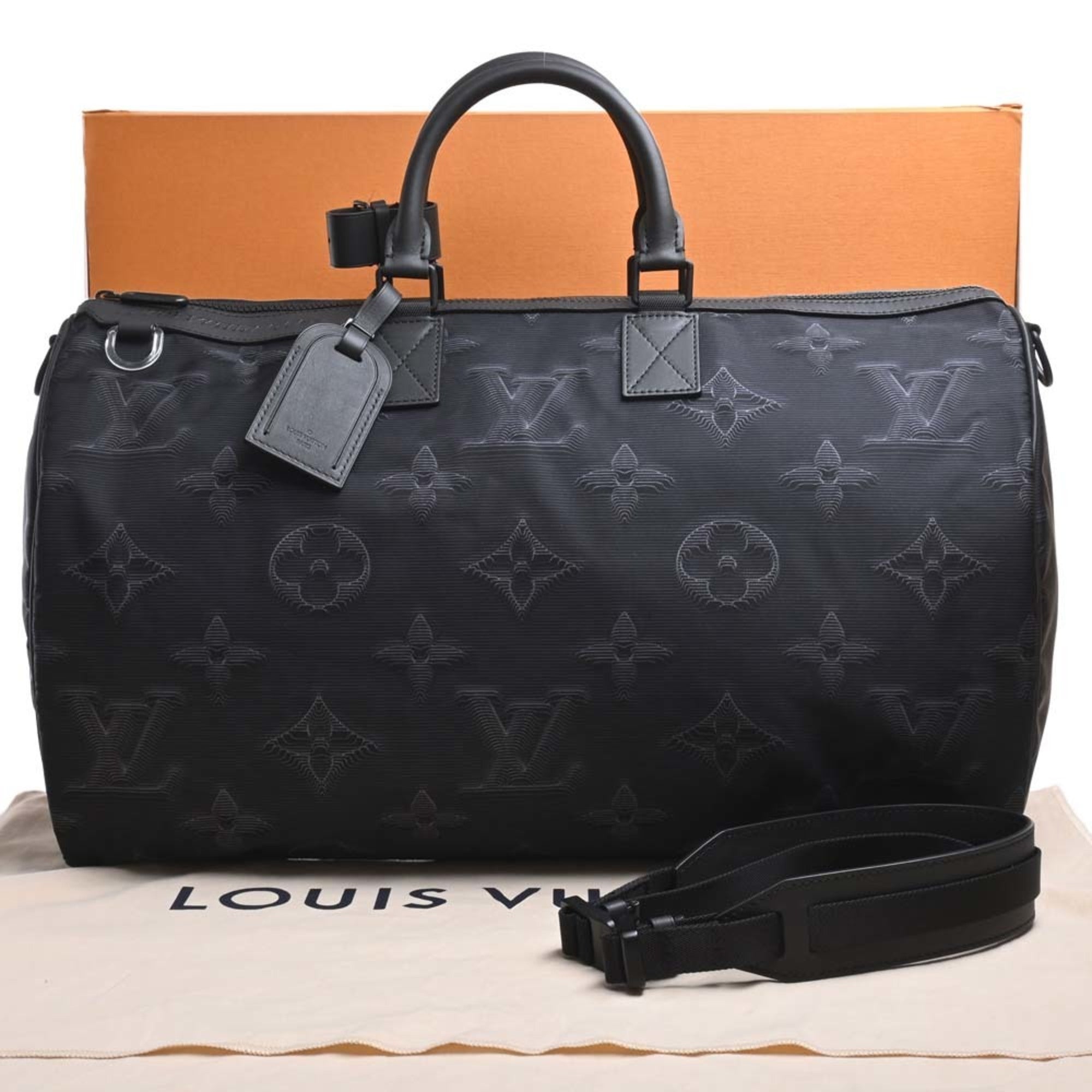 LOUIS VUITTON Monogram Nylon Keepall Bandouliere Reversible 50 Handbag Boston Bag Black Green Men’s