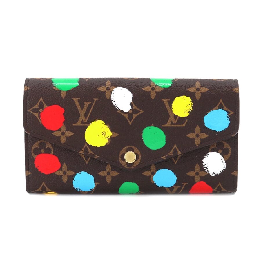 LOUIS VUITTON Monogram Painted Dot LVxYK Portefeuille Sarah NM Long Wallet Brown RFID | Studio Nafay