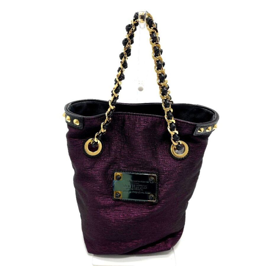 Louis Vuitton Black Purple Canvas Leather Handbag Tote Bag ( ) | Studio Nafay