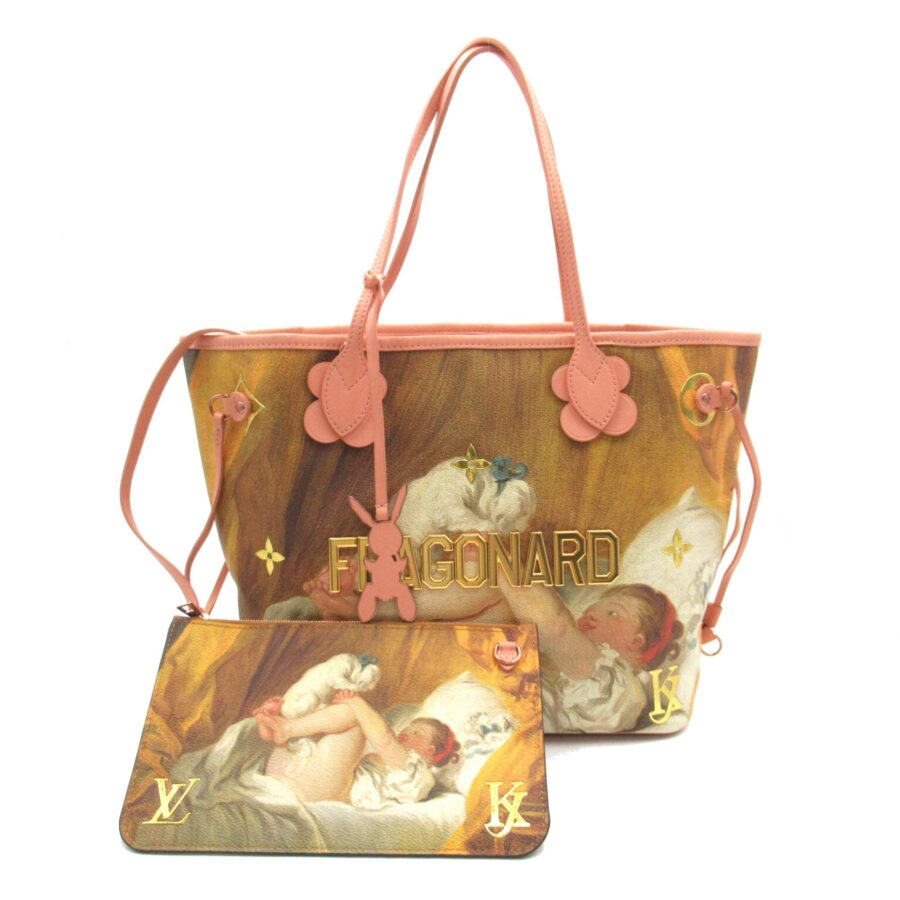 LOUIS VUITTON Fragonard Neverfull MM Pink Brown Masters collection PVC coated canvas | Studio Nafay