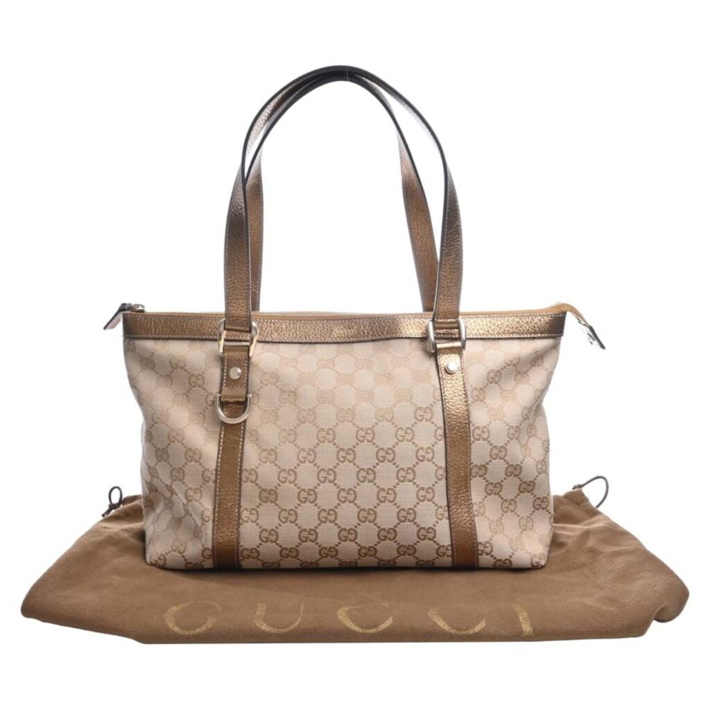 GUCCI GG Canvas Leather Tote Bag 141470 Beige/Gold Women's - Product Image 2