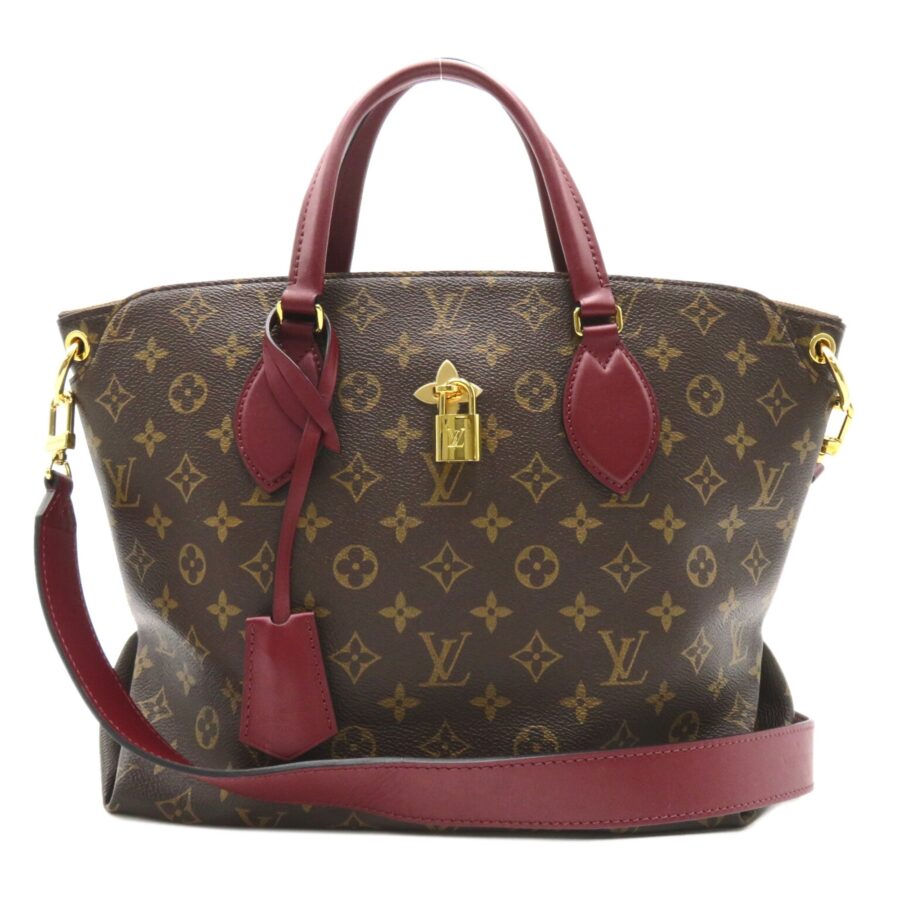 LOUIS VUITTON Flower zip tote MM Brown Red Bordeaux Monogram PVC coated canvas leather | Studio Nafay