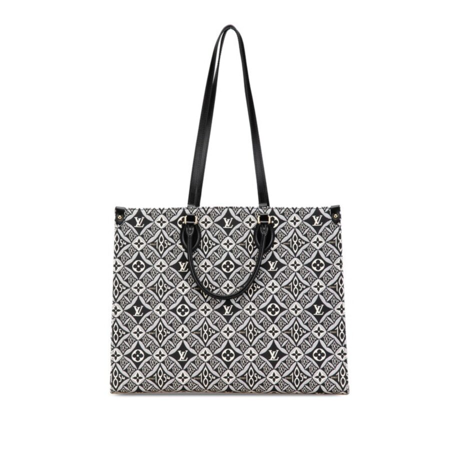 Louis Vuitton Black Blue White Canvas Leather Handbag Tote Bag ( ) | Studio Nafay