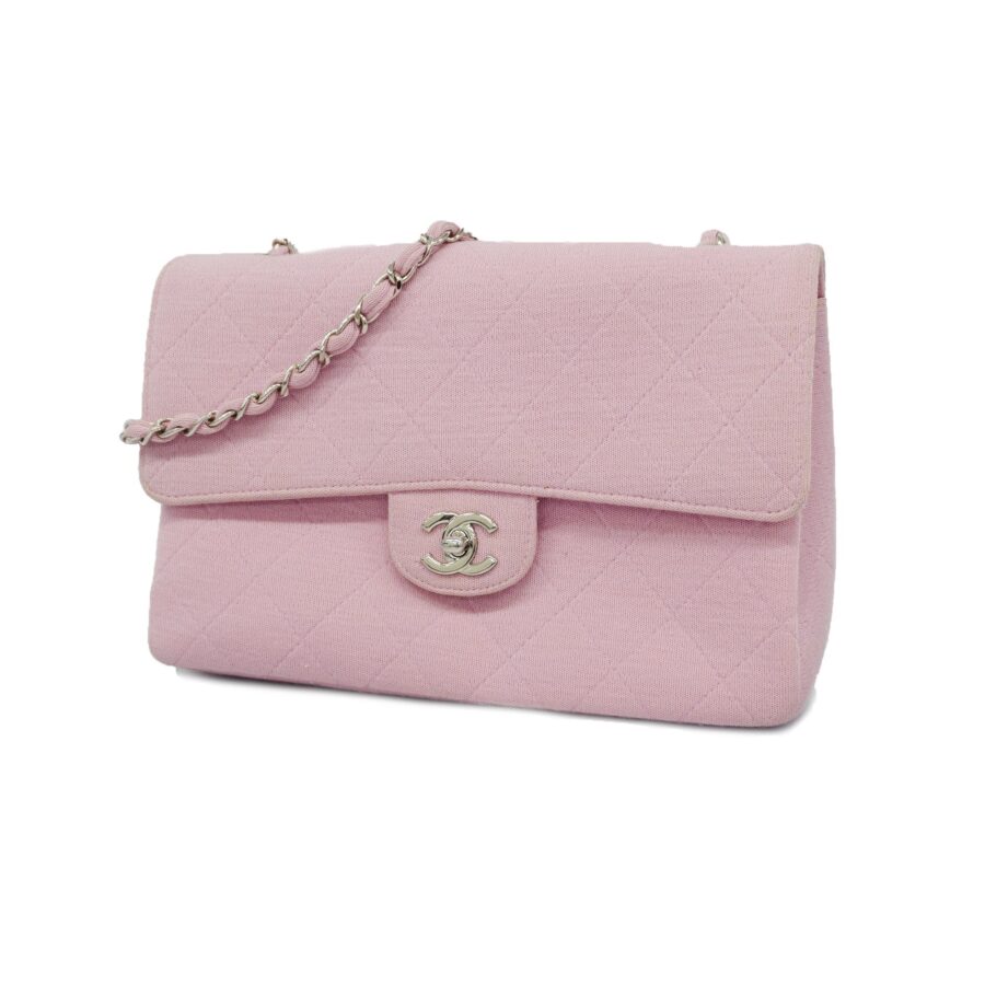 Chanel shoulder bag matelasse single chain cotton pink silver metal | Studio Nafay