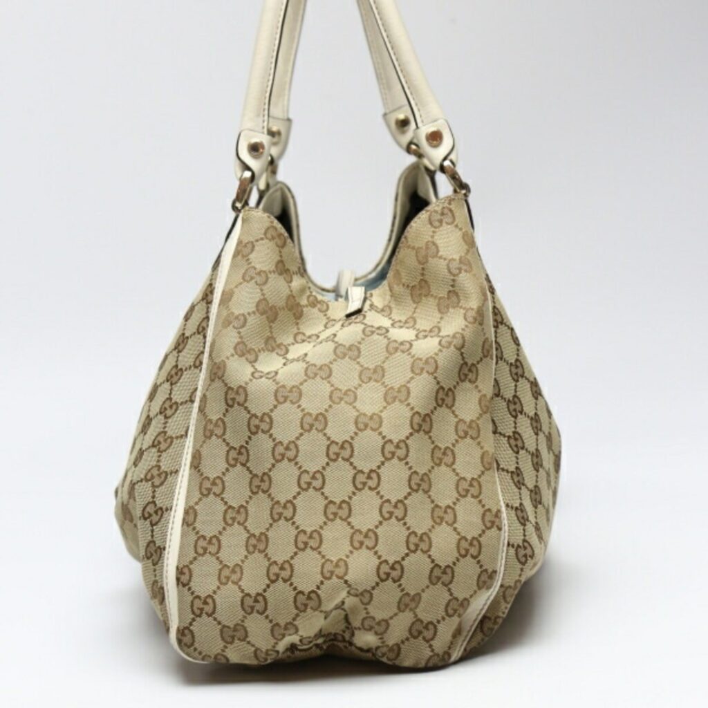 GUCCI Sookie Canvas x Calf GG 189835 Beige White Tote Bag - Product Image 2