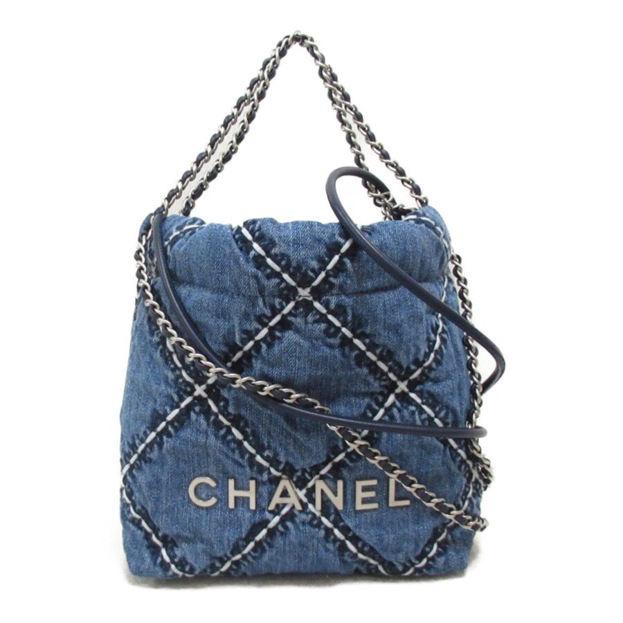 CHANEL CHANEL22 Mi Handbag 2way Shoulder Bag Denim Women's Blue NW287 | Studio Nafay