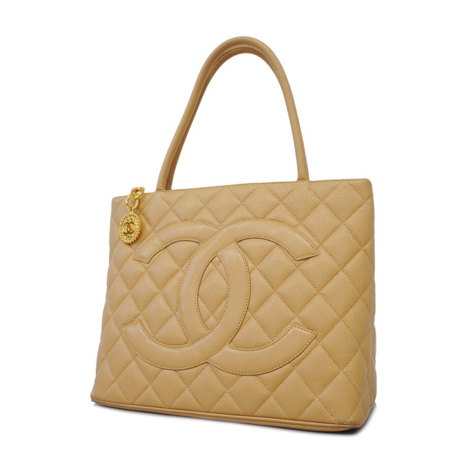 Chanel tote bag reissue tote caviar skin beige gold metal | Studio Nafay
