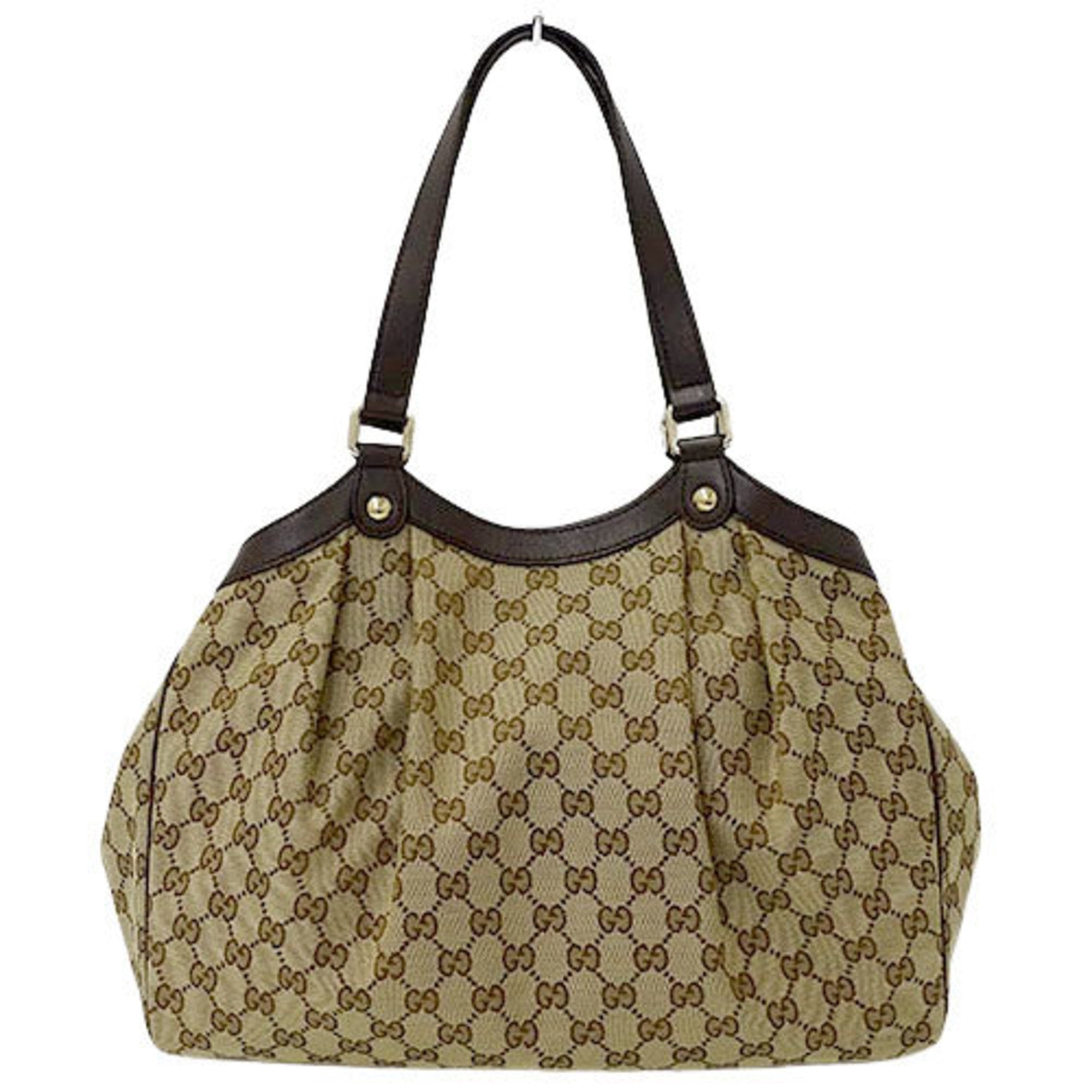 Gucci Bag Ladies Tote Shoulder GG Canvas Brown Beige 388919