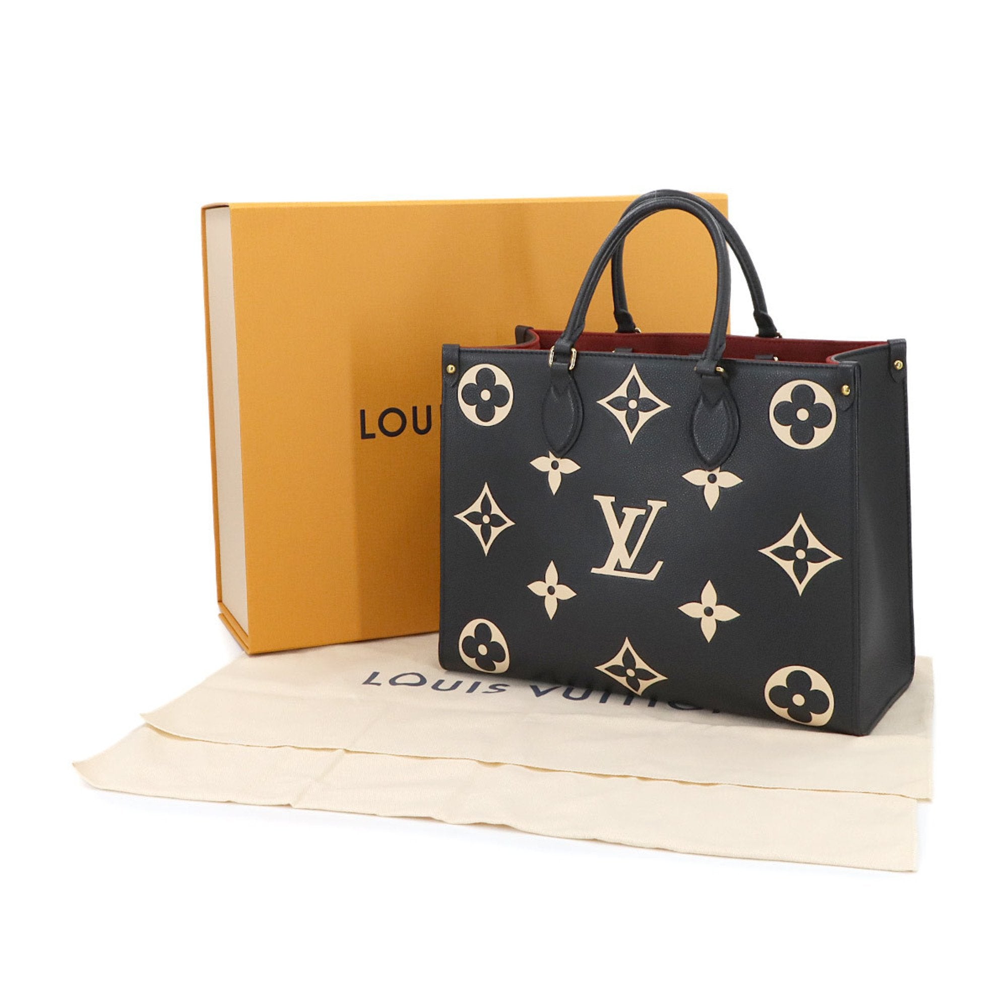 Louis Vuitton Beige Black Monogram Empreinte Shoulder Bag Tote Bag ( )