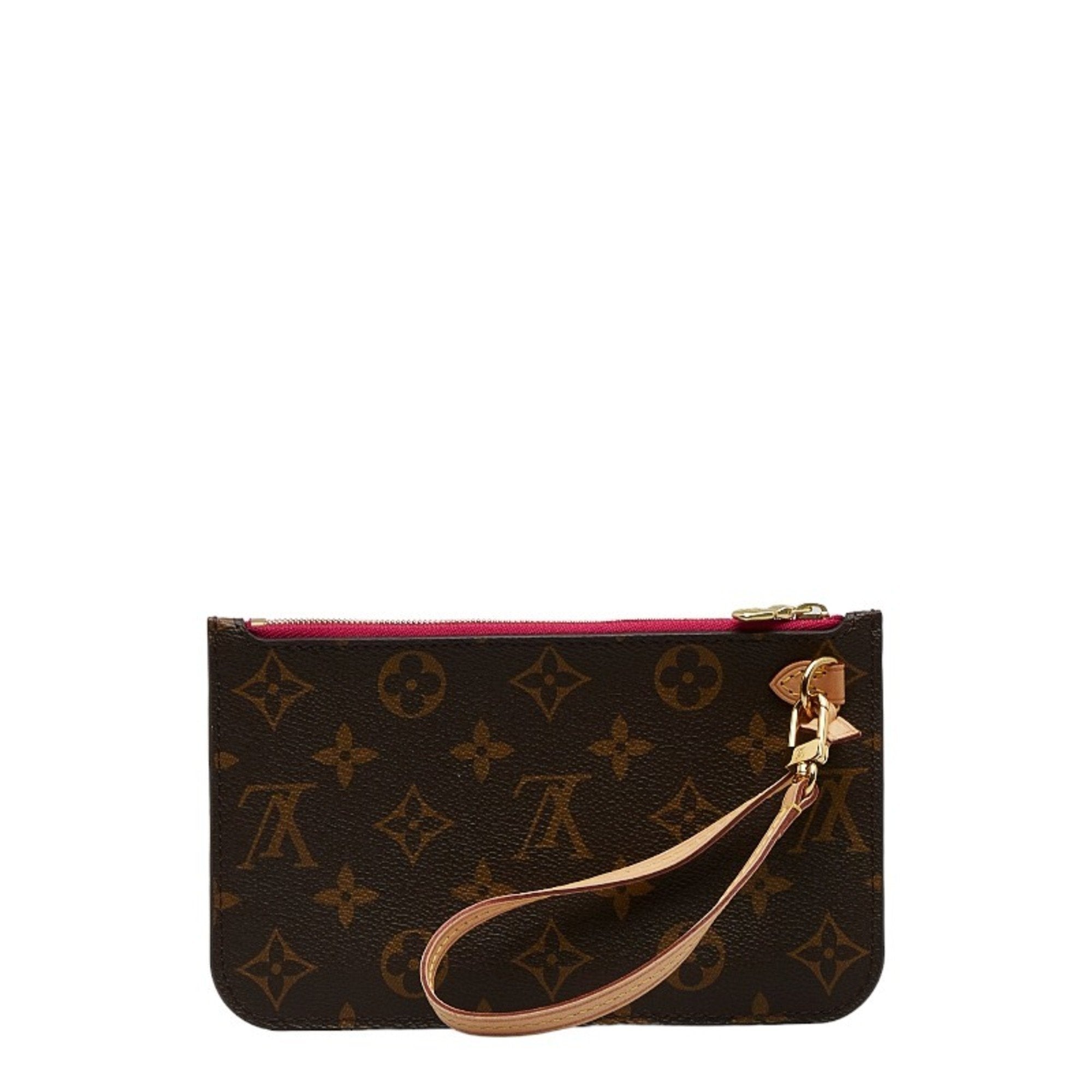 LOUIS VUITTON Monogram Neverfull Attached Pouch Brown Leather Ladies
