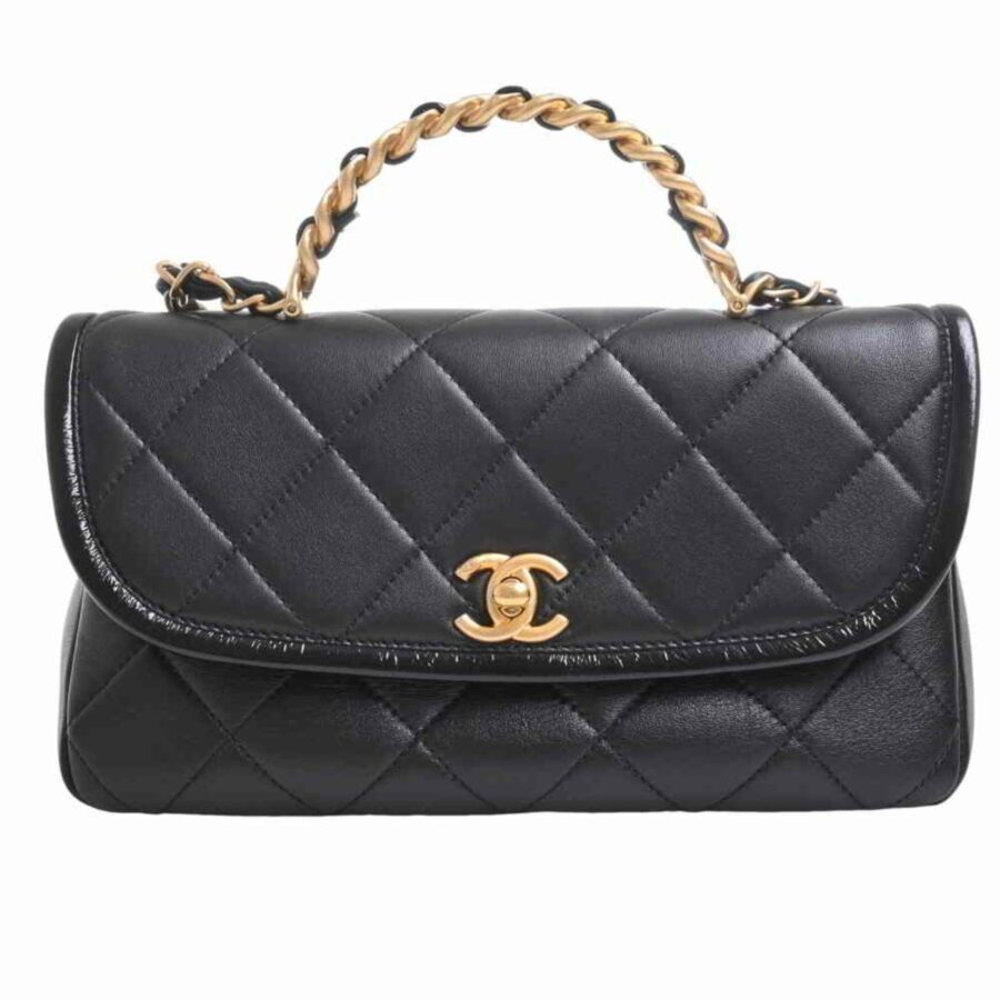 Chanel lambskin matelasse chain shoulder bag black | Studio Nafay
