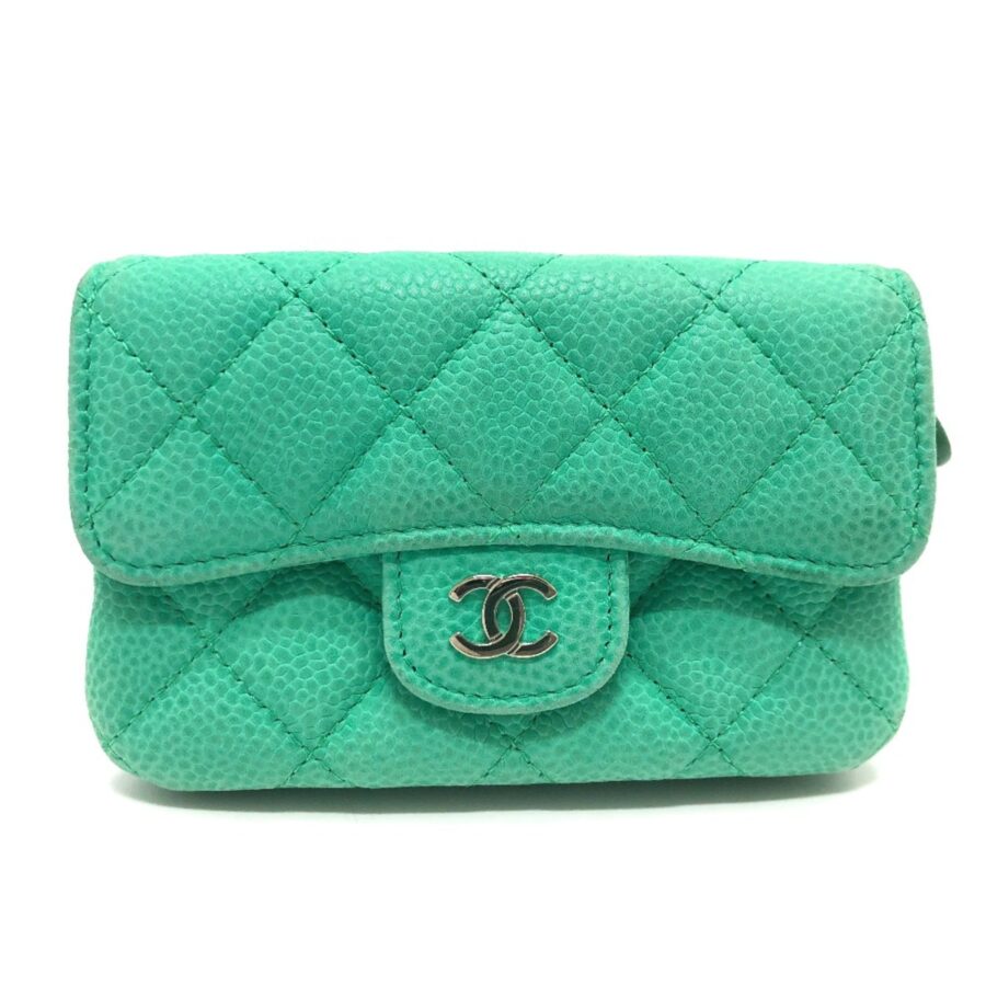 Chanel CC Mark CC Wallet coin purse Green SilverHardware | Studio Nafay