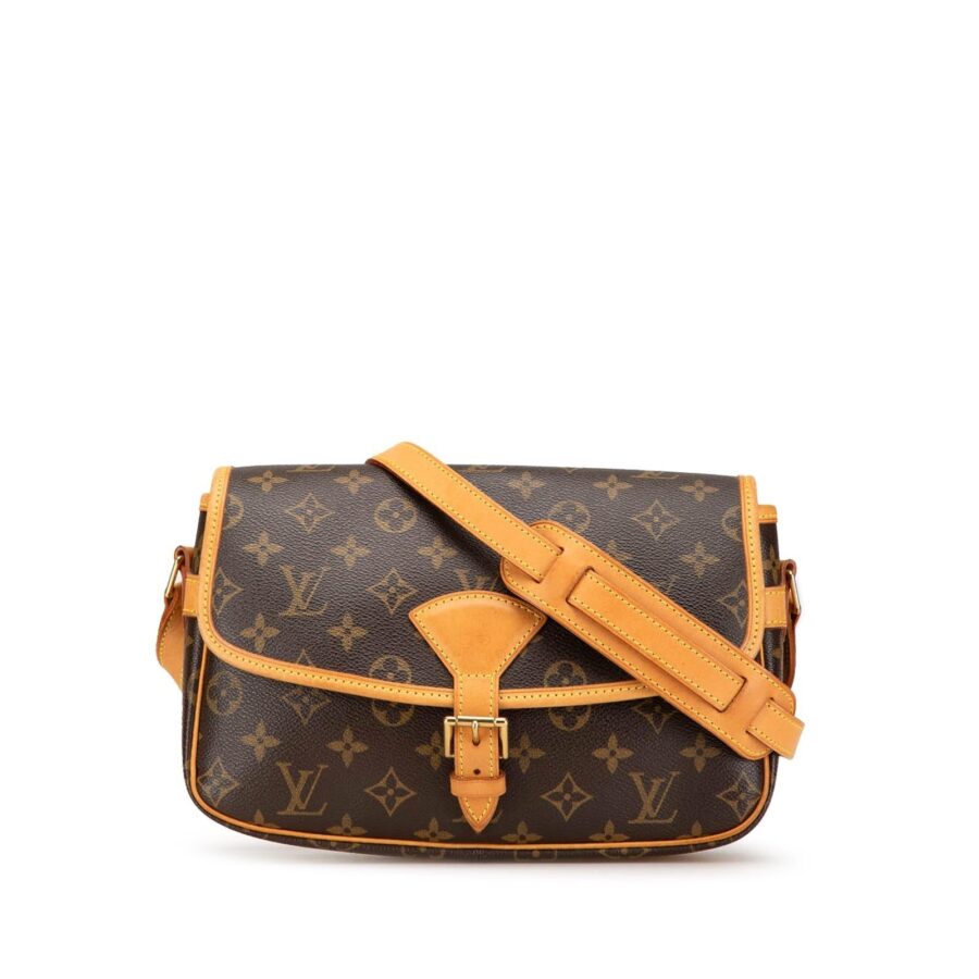 Monogram Canvas Crossbody Bag with Leather Trim and Buckle Closure | Studio Nafay