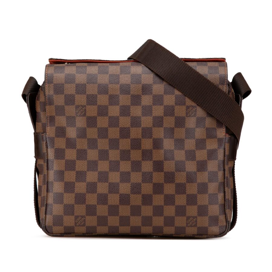 Damier Ebene Canvas Crossbody Bag with Adjustable Strap and Multiple Closures | Studio Nafay