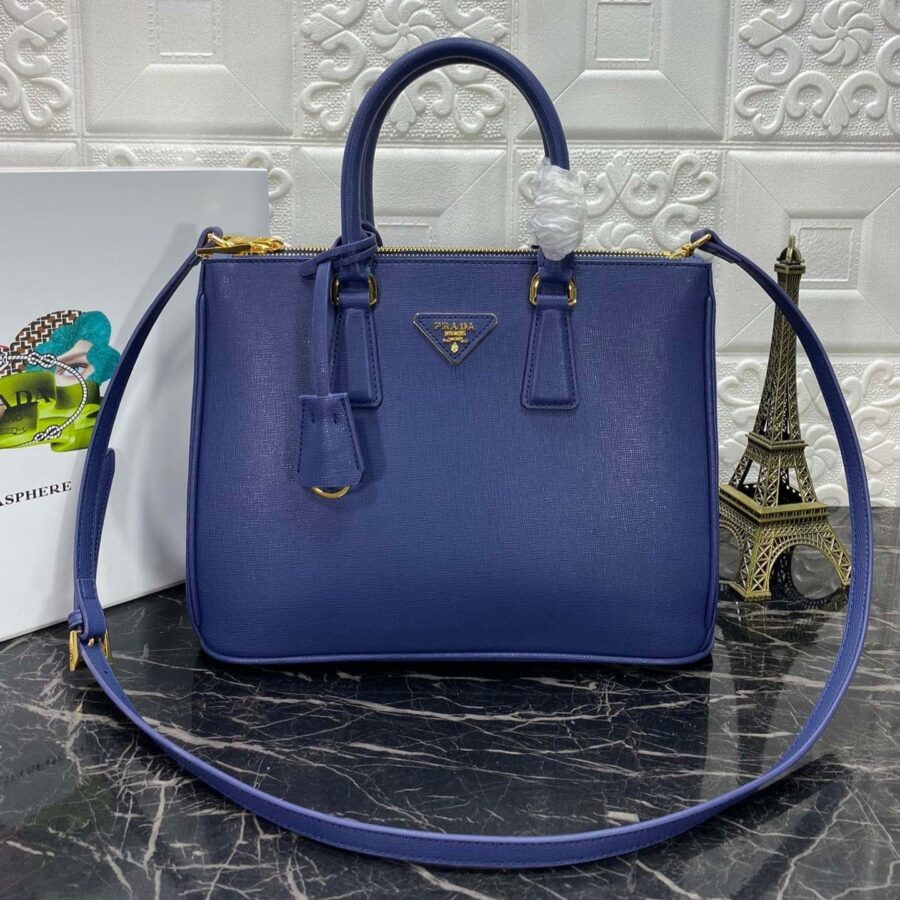 PRA GALLERIA 32 BAG IN NAVY BLUE SAFFIANO LEATHER | Studio Nafay
