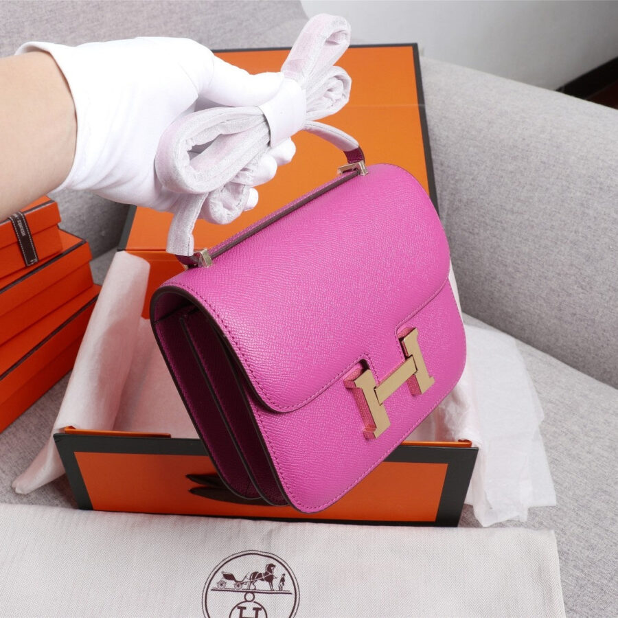 HM CONSTANCE BAG 19 PINK EPSOM GOLD HARDWARE | Studio Nafay