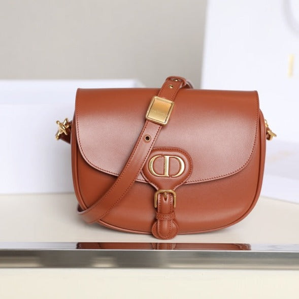 MEDIUM CD BOBBY 22CM DARK TAN CALFSKIN GOLD HARDWARE | Studio Nafay