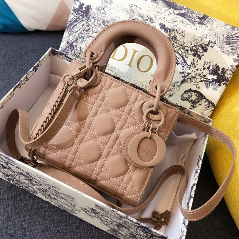 MINI LADY 17 BAG IN CAMEL BROWN CALFSKIN | Studio Nafay