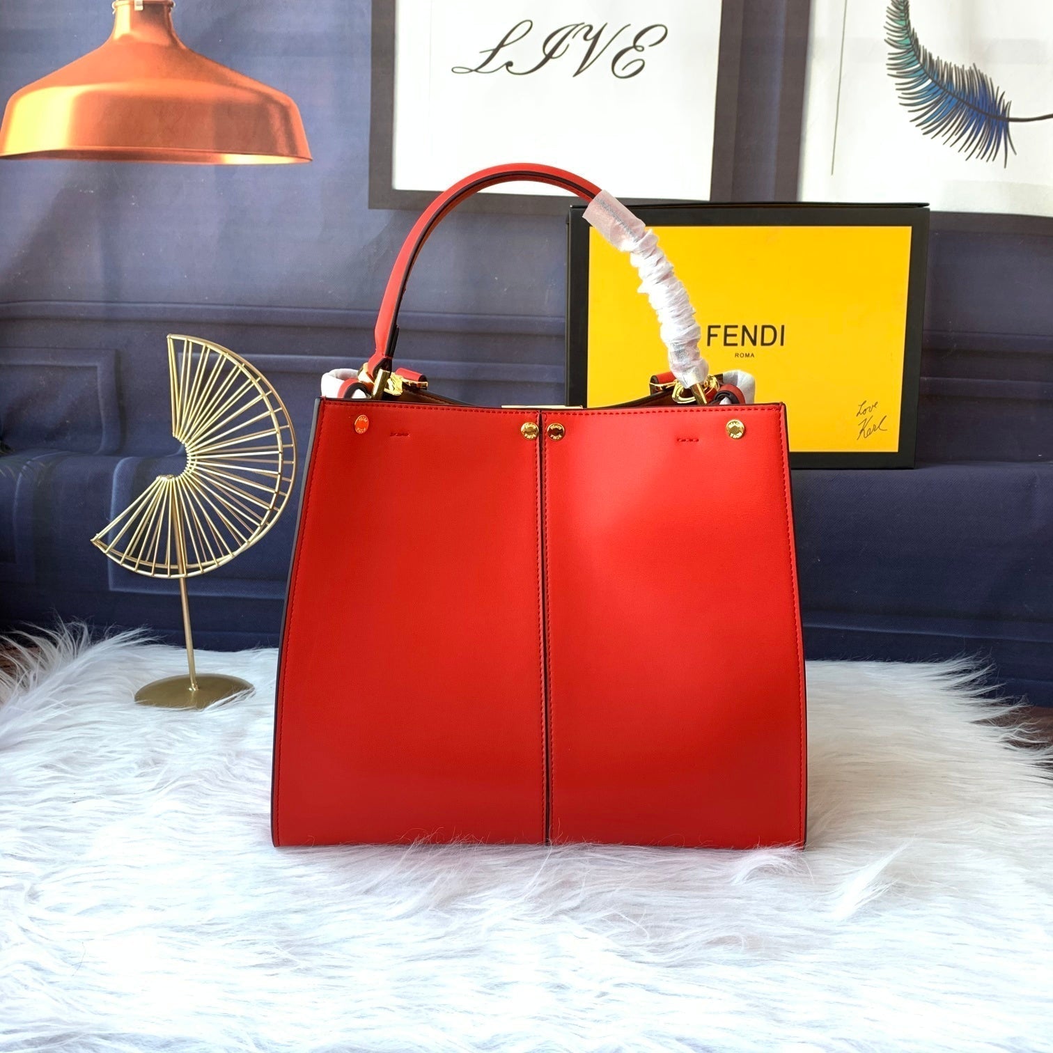 Peekaboo X-lite Medium 30cm Bag Red Lambskin Gold Hardware