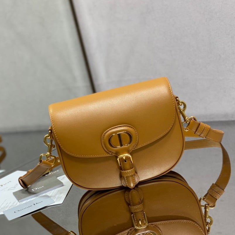 MEDIUM CD BOBBY 22CM BROWN CALFSKIN GOLD HARDWARE | Studio Nafay