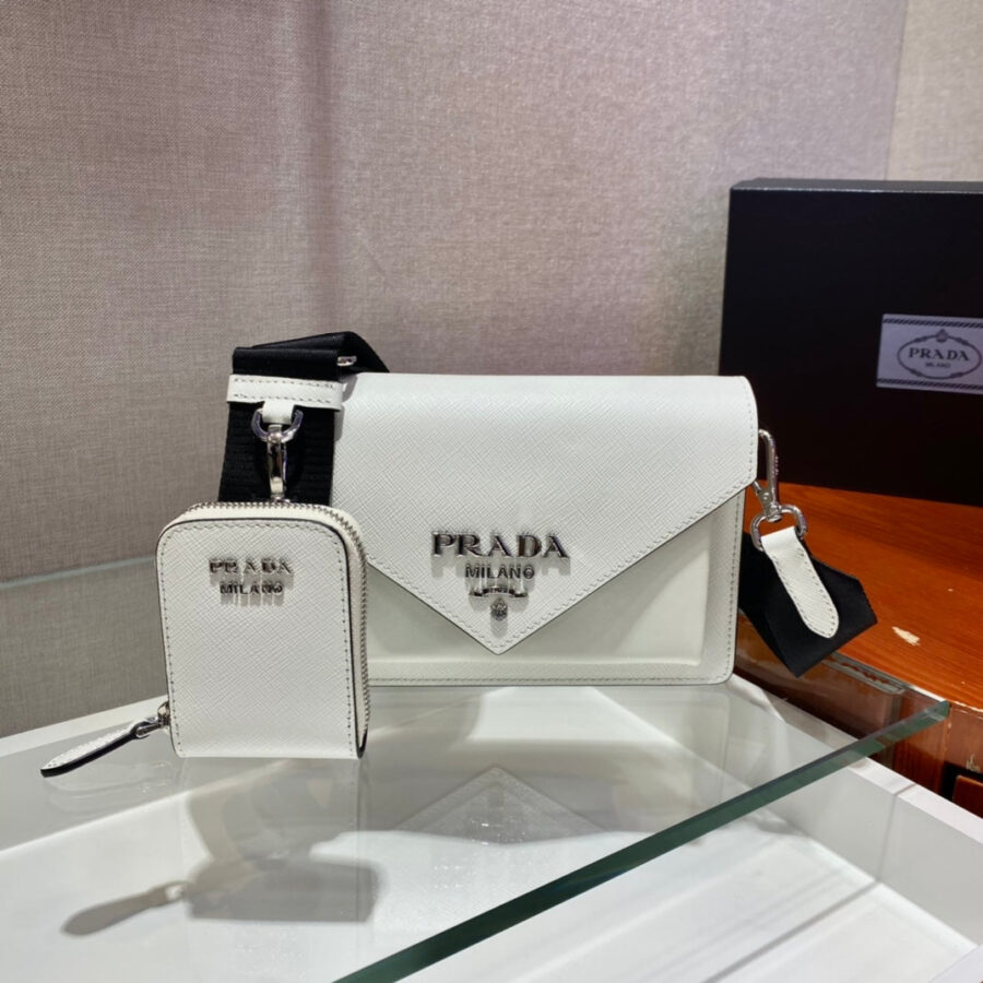 ENVELOPE FLAP BAG 20 IN WHITE SAFFIANO LEATHER | Studio Nafay