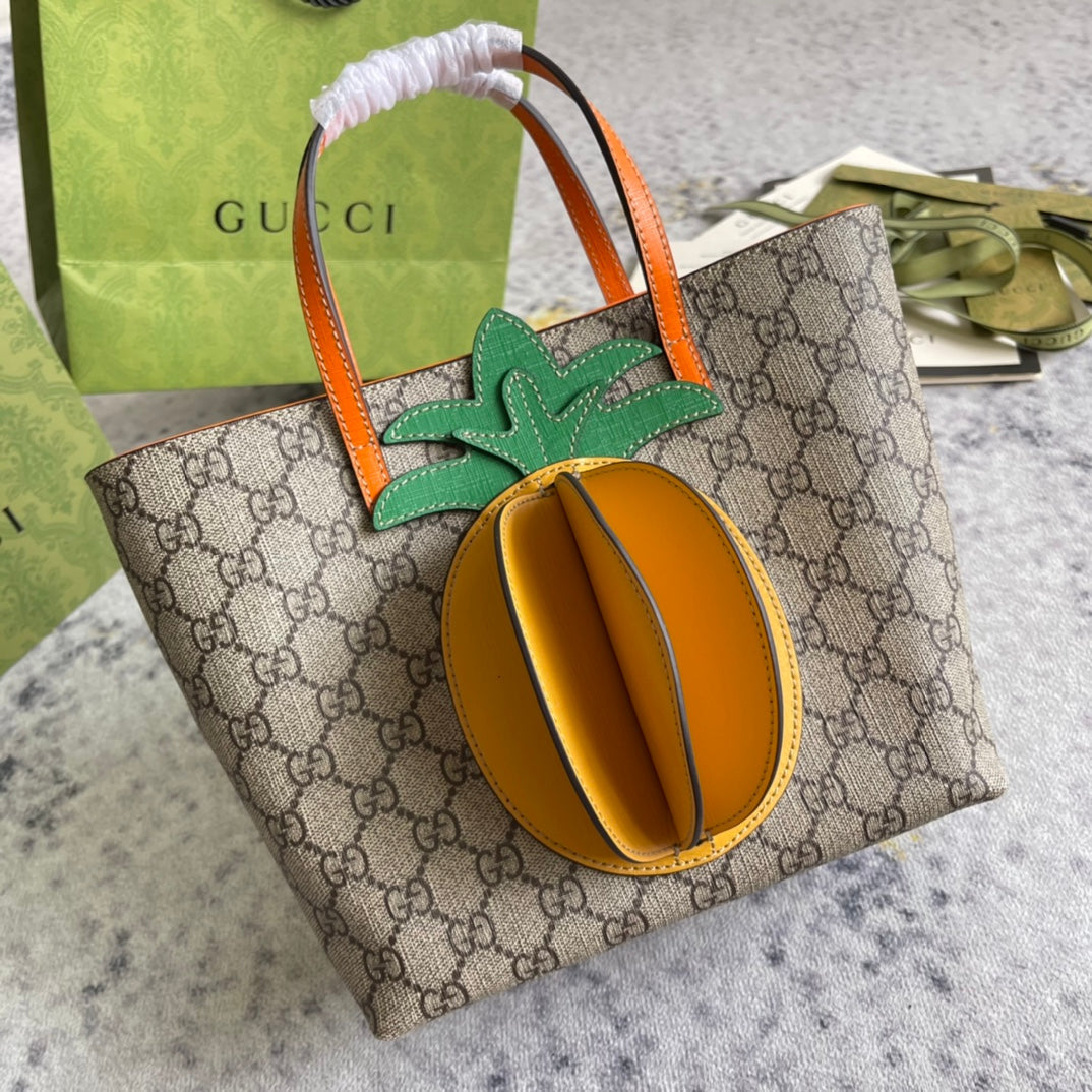 Gucci Children’s GG Tote with Pineapple Beige