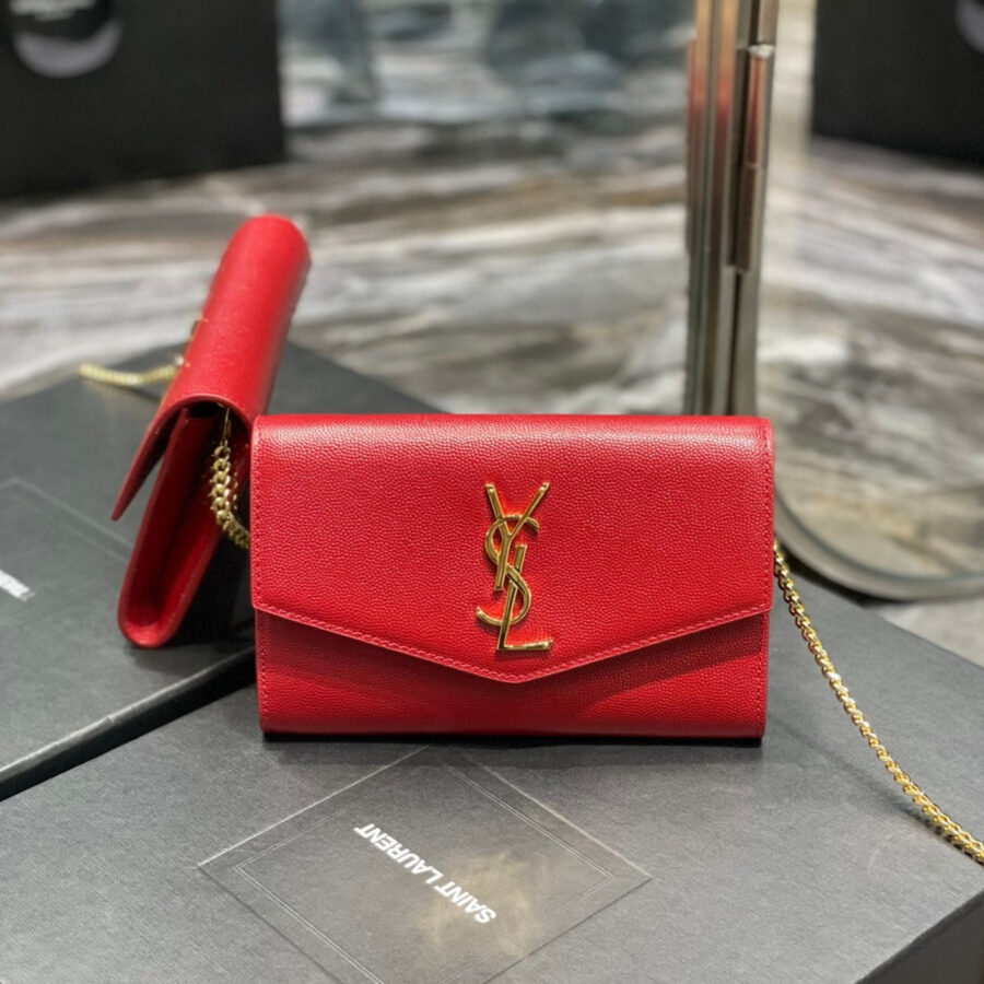 UPTOWN CHAIN WALLET 19 RED GRAINED CALFSKIN | Studio Nafay